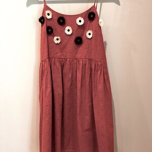 Madewell Embroidered Sunflower Dress in Coral Size L